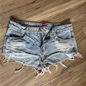 Edikted Low Waist Distressed Denim Shorts
